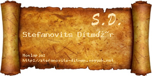 Stefanovits Ditmár névjegykártya